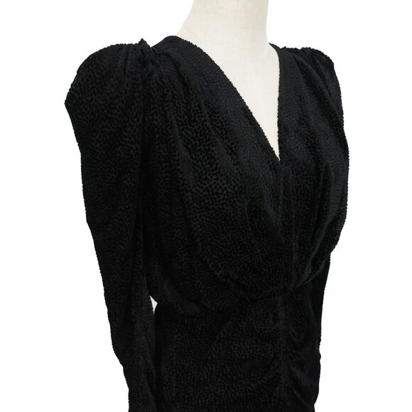 ISABEL MARANT Black Silk Viscose MARLIN Burnout Polka Dot Ruched Top 38 - Picture 5 of 11